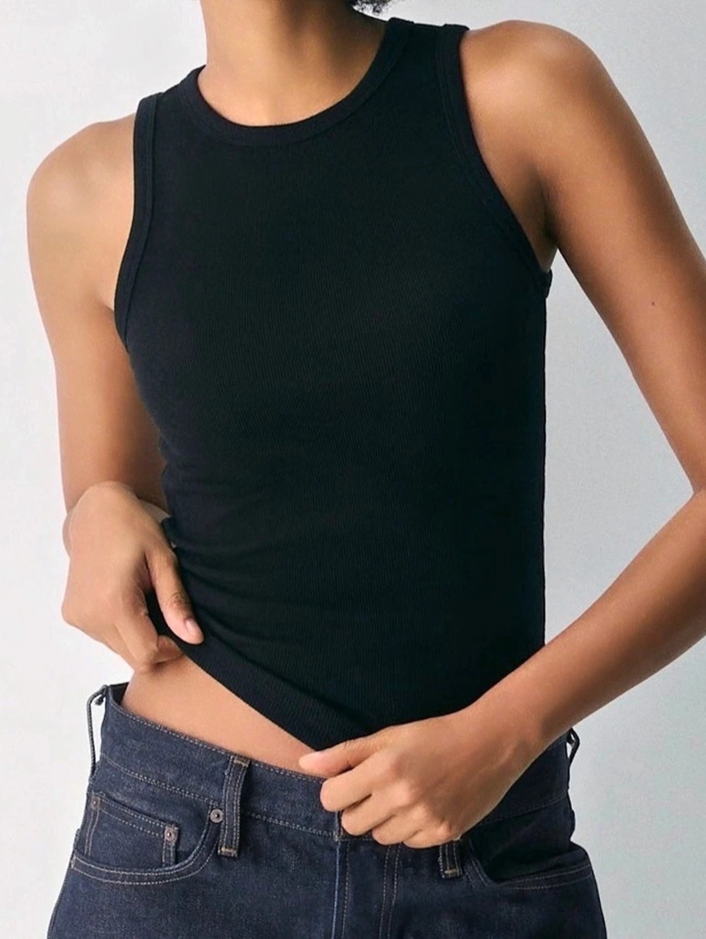 Babaton Tank Ribbed Top in Black